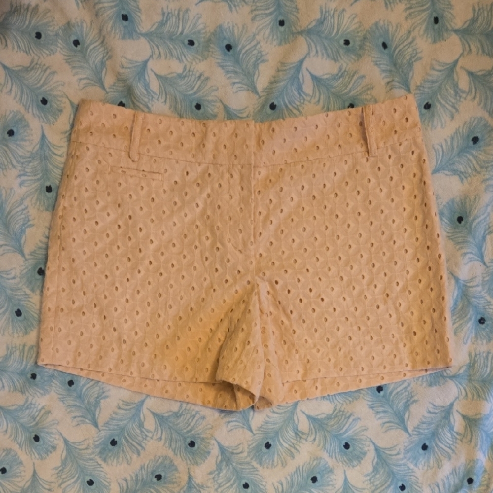Ann Taylor Cream High Waist Tailored Dress Shorts